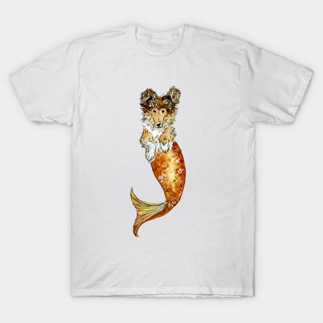 Collie Mermaid T-Shirt by aquabun